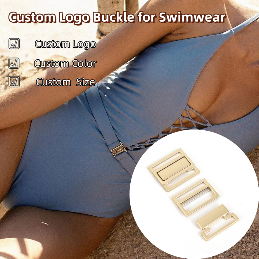 Swimsuit Hardware Accessories Front Buckle Bikini Connectors Custom Swimwear Clasp Sliver Metal Buckle