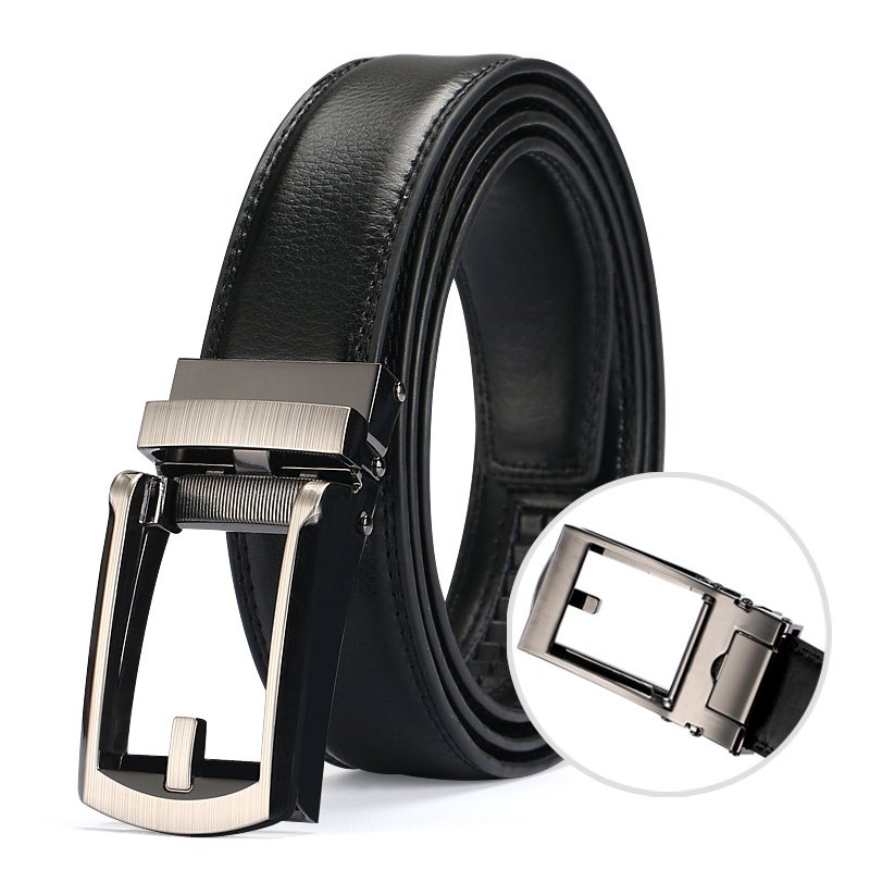 High Quality Custom Belt Metal Buckle Belt Luxury Black Leather Men Belt