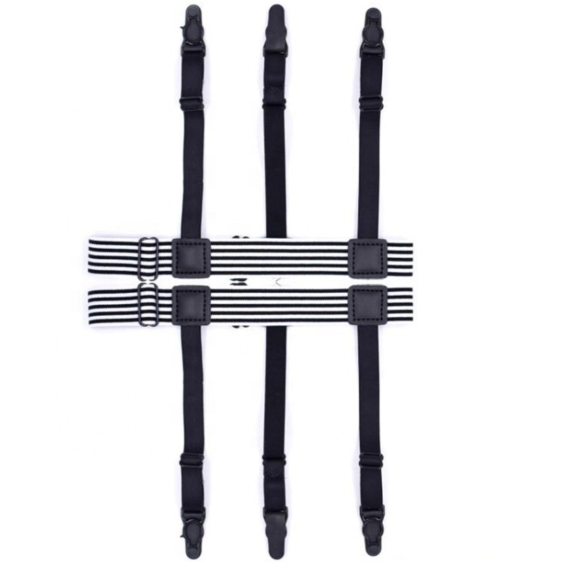 high quality black and white striped hoist buckle shirt garter belt suspender for men