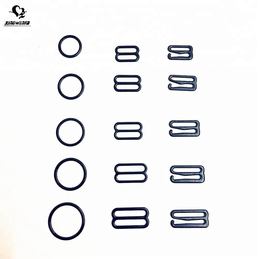 Underwear accessories OEKO SGS good quality 6mm to 35mm Nylon coated metal buckle bra strap adjuster ring slider hook