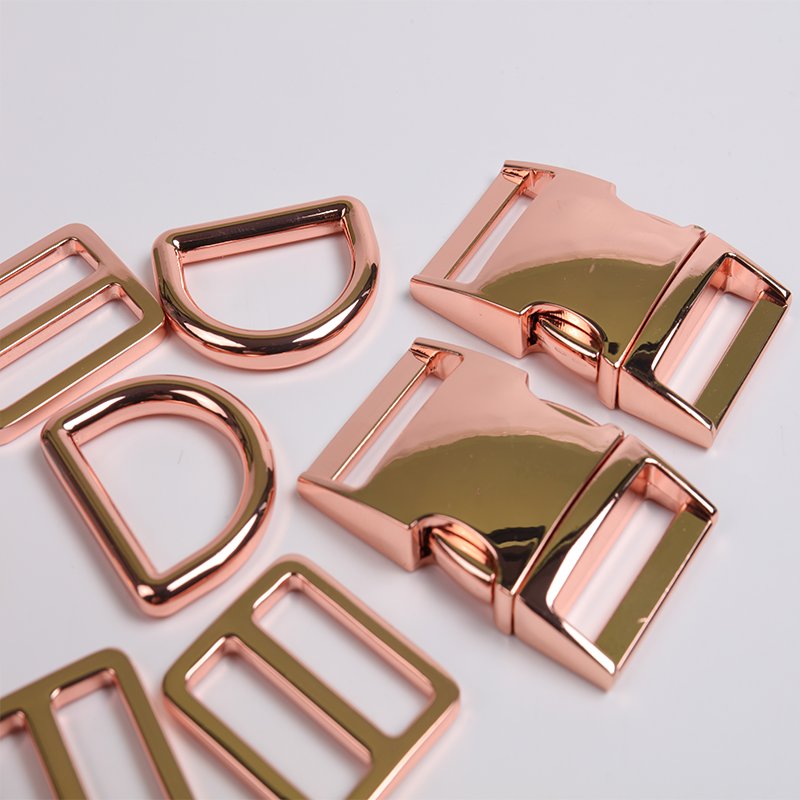 Custom Rose Gold Metal Zinc Alloy Silver Buckle Dog Collar D Rings Quick Side Release Buckle Dog Accessories