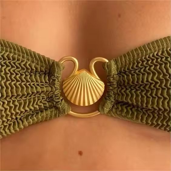 2024 Newest High Quality Golden U-Ring Swimwear Bra Buckle Fashion Shell Shape Decorative Metal Ring Bikini Buckle For Women