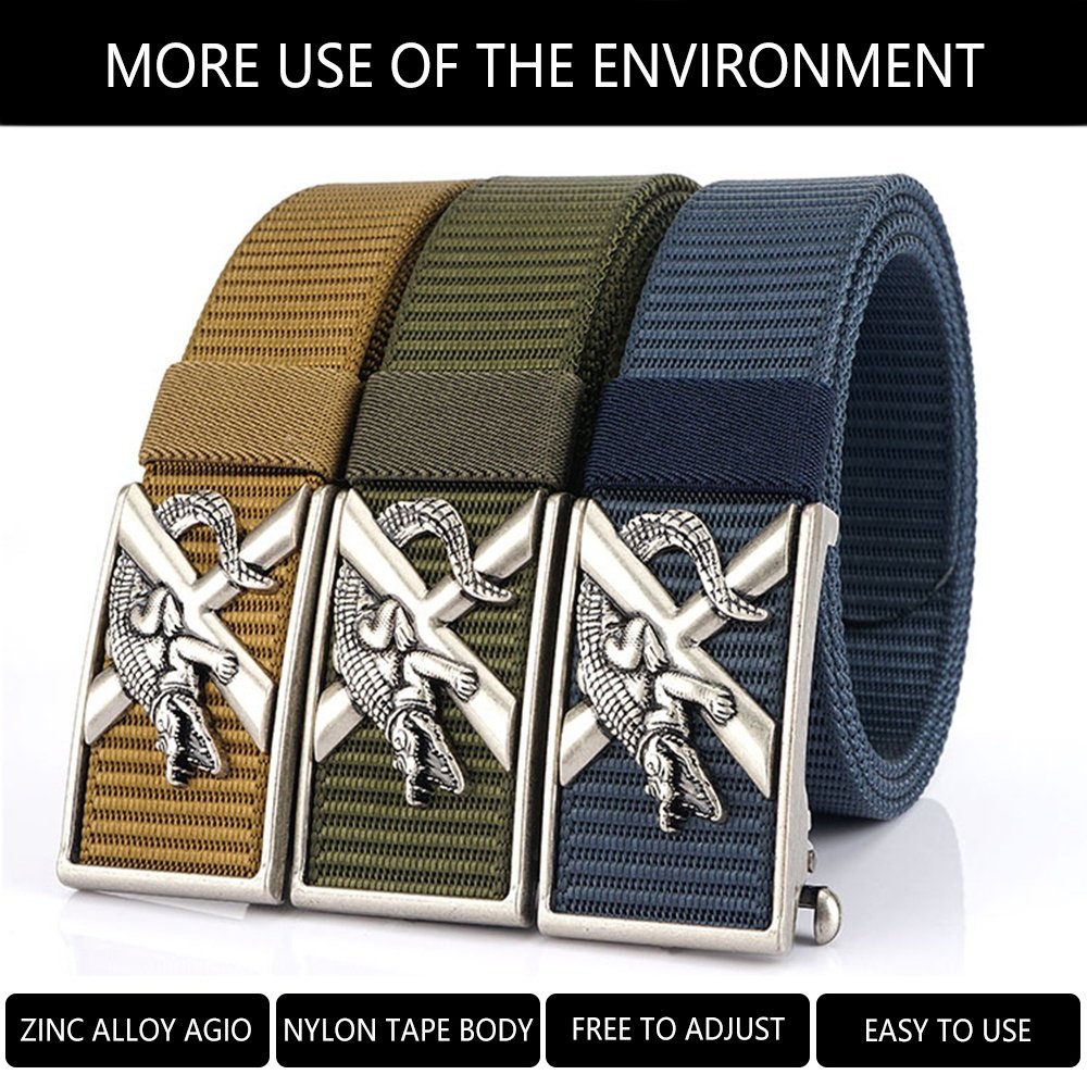 Wholesale Custom New Belt men toothless Metal automatic buckle men's belt imitation nylon canvas youth versatile casual belt