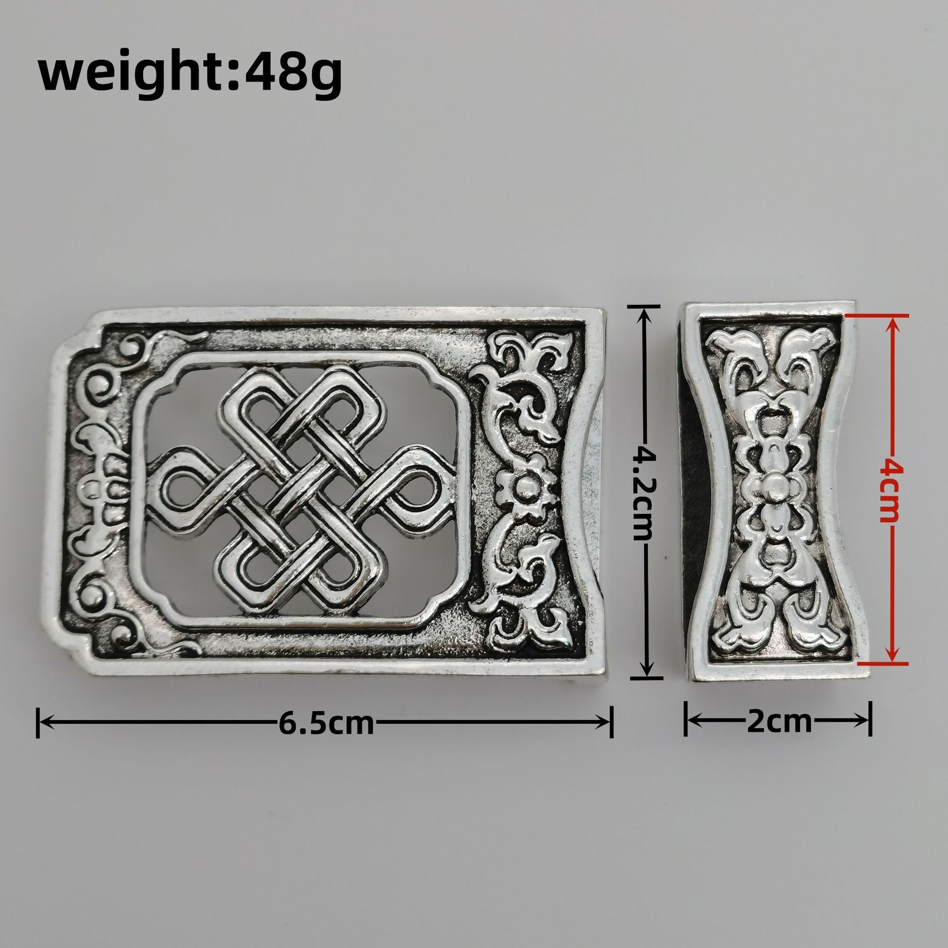 New Unique Hollow Out Carving Design Plate with Silvery Retro Style Belt Buckle Slide Buckles for 3.6-4.0cm Width Smooth Belts