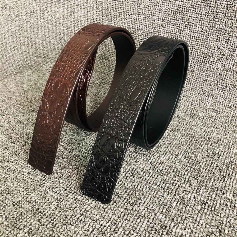 Factory Wholesale 3.8cm Width Fashion Crocodile No Buckle Belts Famous Designer Men Top Genuine Leather Belt Without Buckle