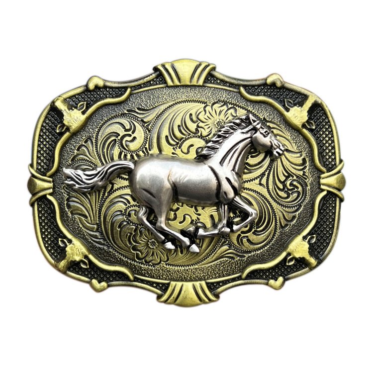 2024 Cowboy Belt Buckle Chinese Manufacturer Western Buckle cowboy antique color with horse fashion belt buckle