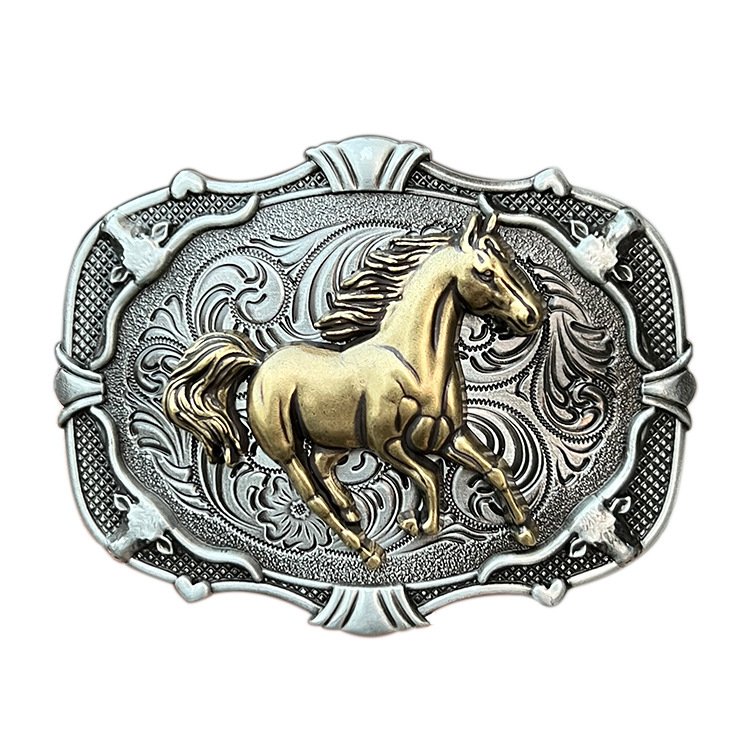 2024 Cowboy Belt Buckle Chinese Manufacturer Western Buckle cowboy antique color with horse fashion belt buckle