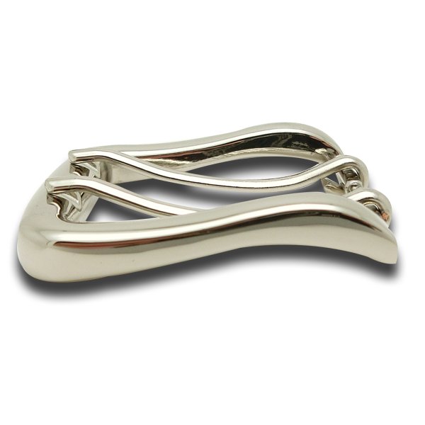 39Mm Shiny Nickel Two-Pin Double Prong Belt Buckle For Vaquero Leather Belt Cinturon Conchos For Leather Double Bar Buckle