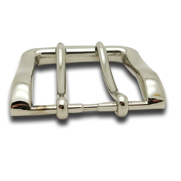 39Mm Shiny Nickel Two-Pin Double Prong Belt Buckle For Vaquero Leather Belt Cinturon Conchos For Leather Double Bar Buckle