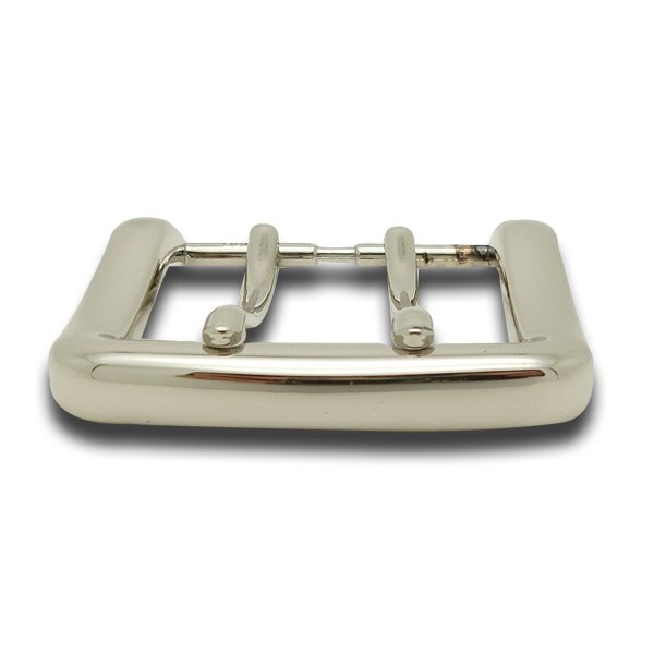 39Mm Shiny Nickel Two-Pin Double Prong Belt Buckle For Vaquero Leather Belt Cinturon Conchos For Leather Double Bar Buckle