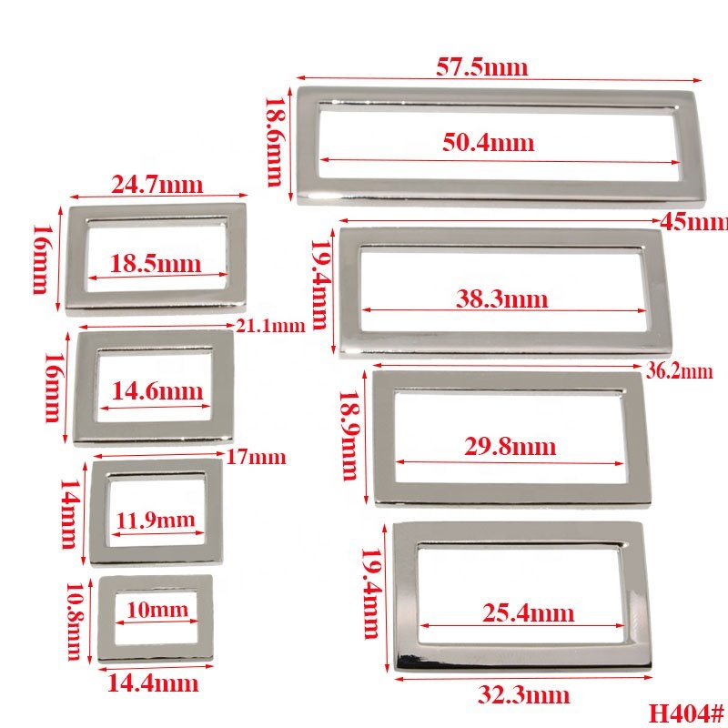 Wholesale multiple sizes metal square ring high quality Zinc Alloy square adjuster buckle Fashion rectangle ring for handbag