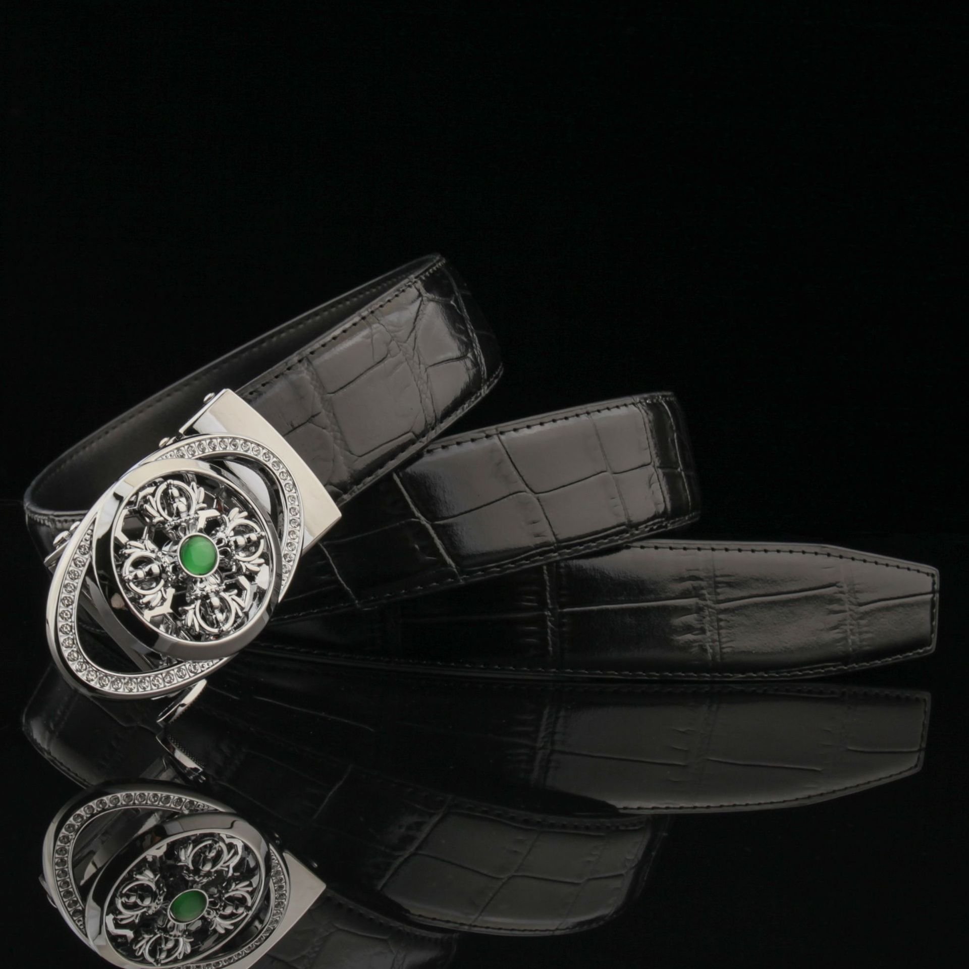 New Fashion Trendy Rotating Buckles Genuine Leather Men Belt Luxury Custom Logo Belts Buckle