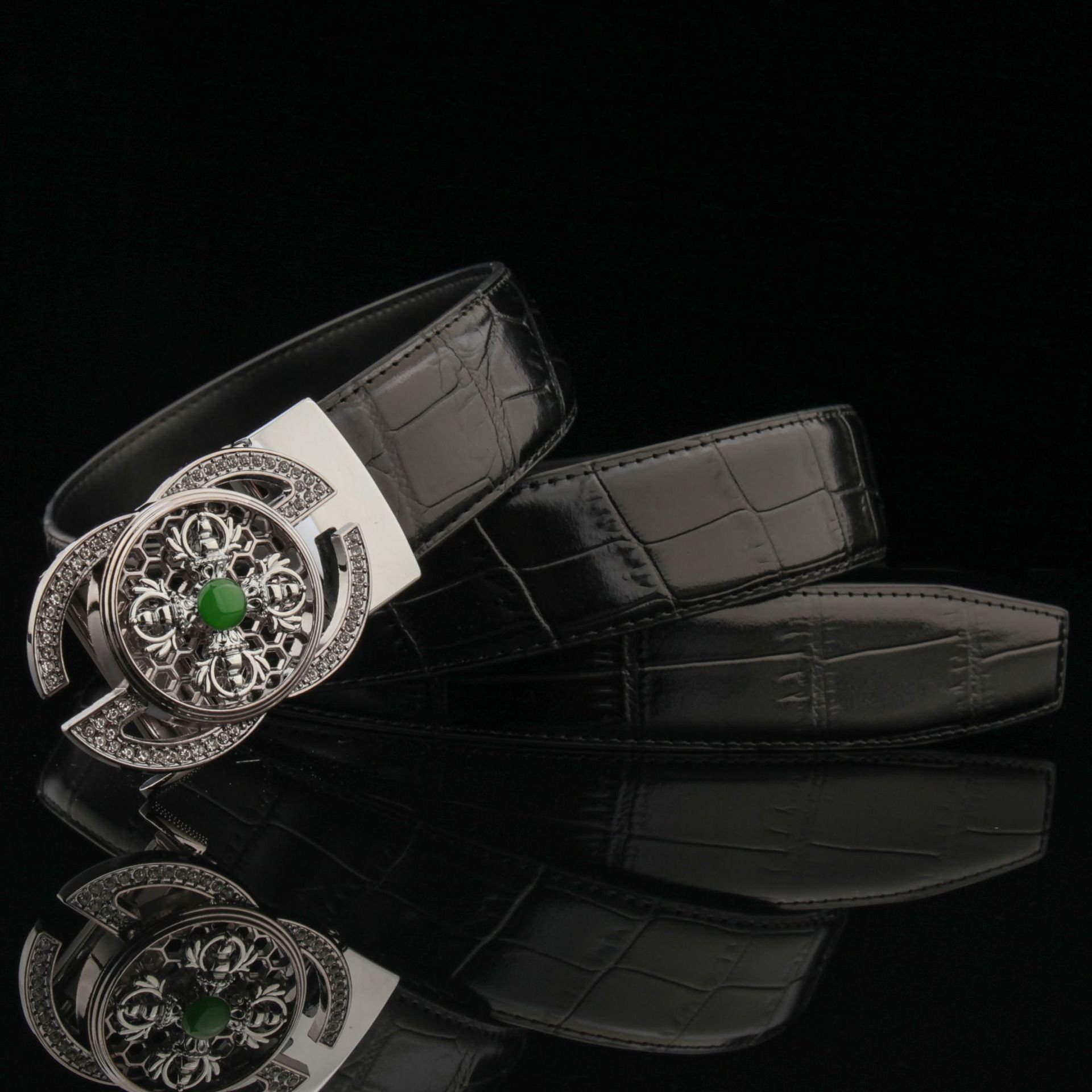 New Fashion Trendy Rotating Buckles Genuine Leather Men Belt Luxury Custom Logo Belts Buckle