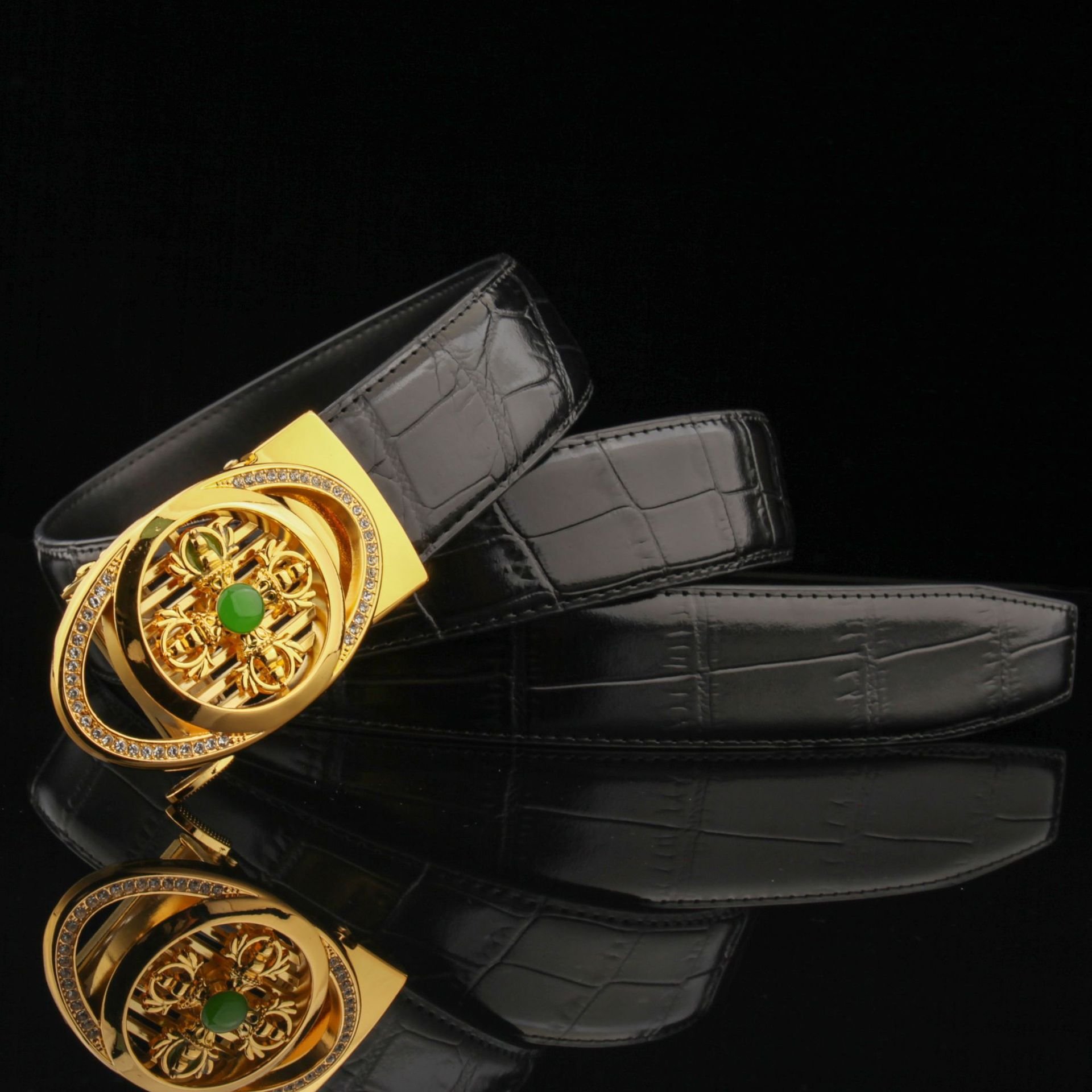 New Fashion Trendy Rotating Buckles Genuine Leather Men Belt Luxury Custom Logo Belts Buckle