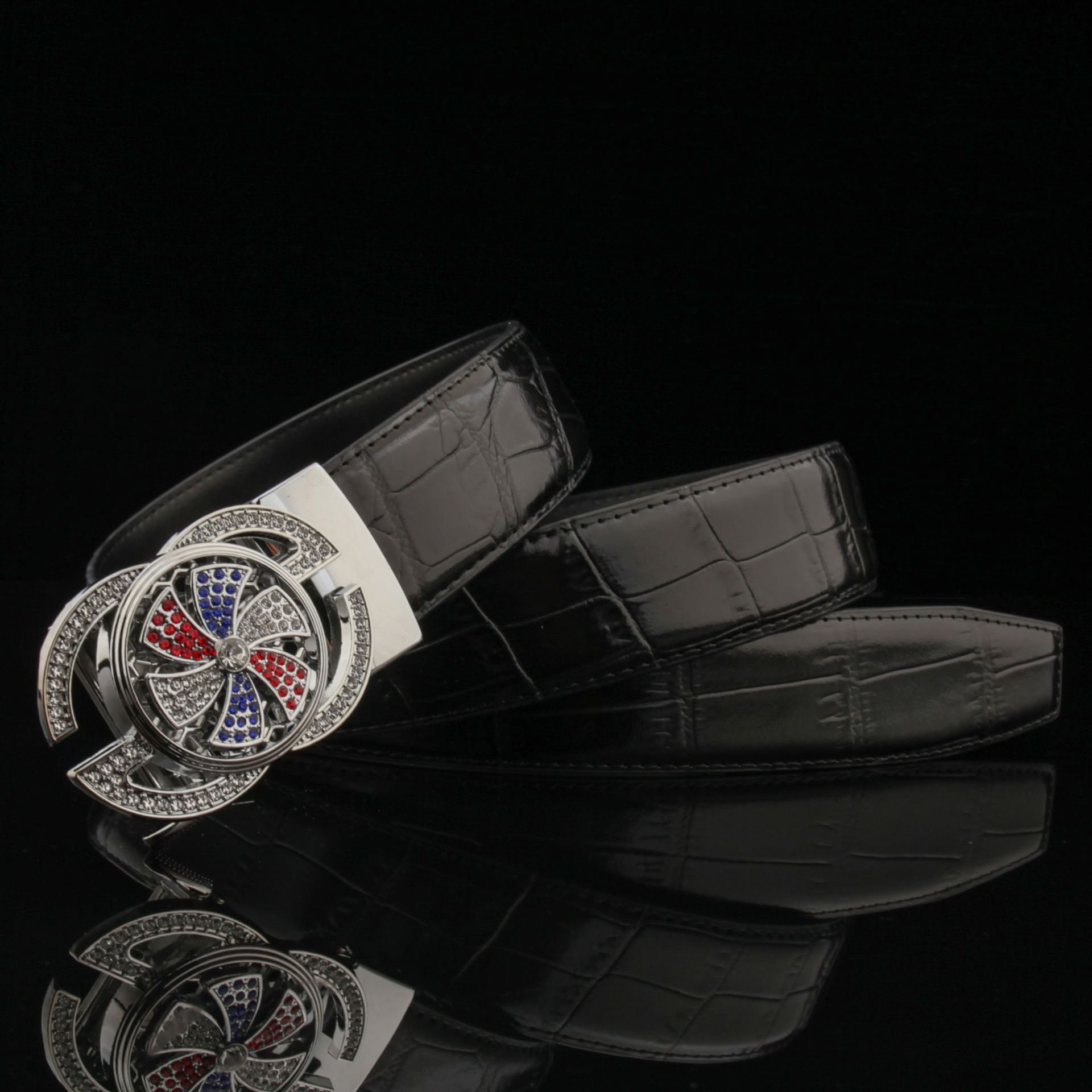 New Fashion Trendy Rotating Buckles Genuine Leather Men Belt Luxury Custom Logo Belts Buckle
