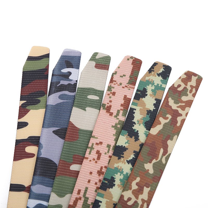 New Camouflage Canvas Belt With Plastic Buckle Men Outdoor Tactical Belt Nylon Belt