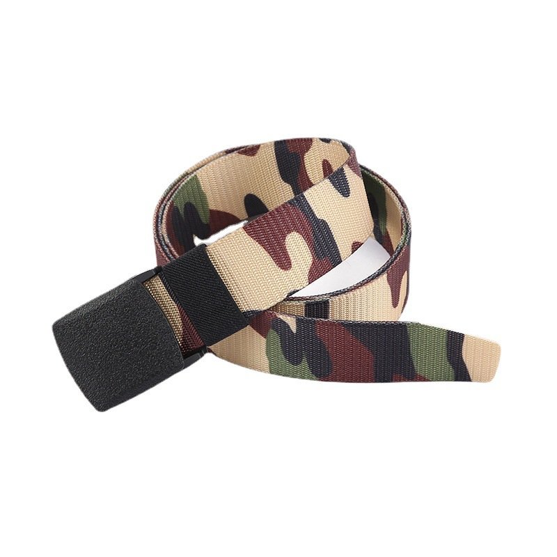 New Camouflage Canvas Belt With Plastic Buckle Men Outdoor Tactical Belt Nylon Belt