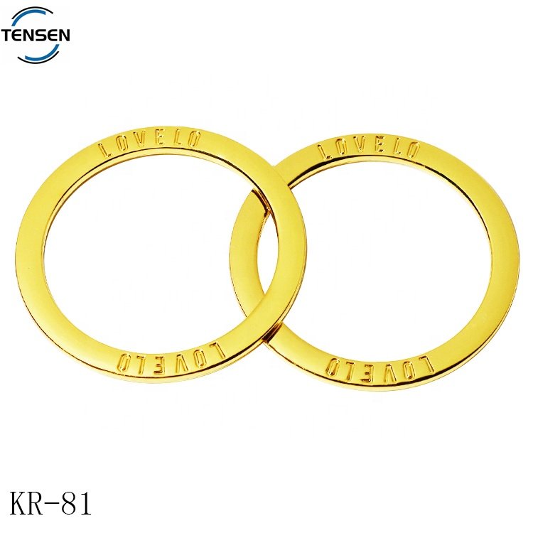 Wholesale blank flat o ring hardware light gold keyring round rings o buckle for bag chain tags