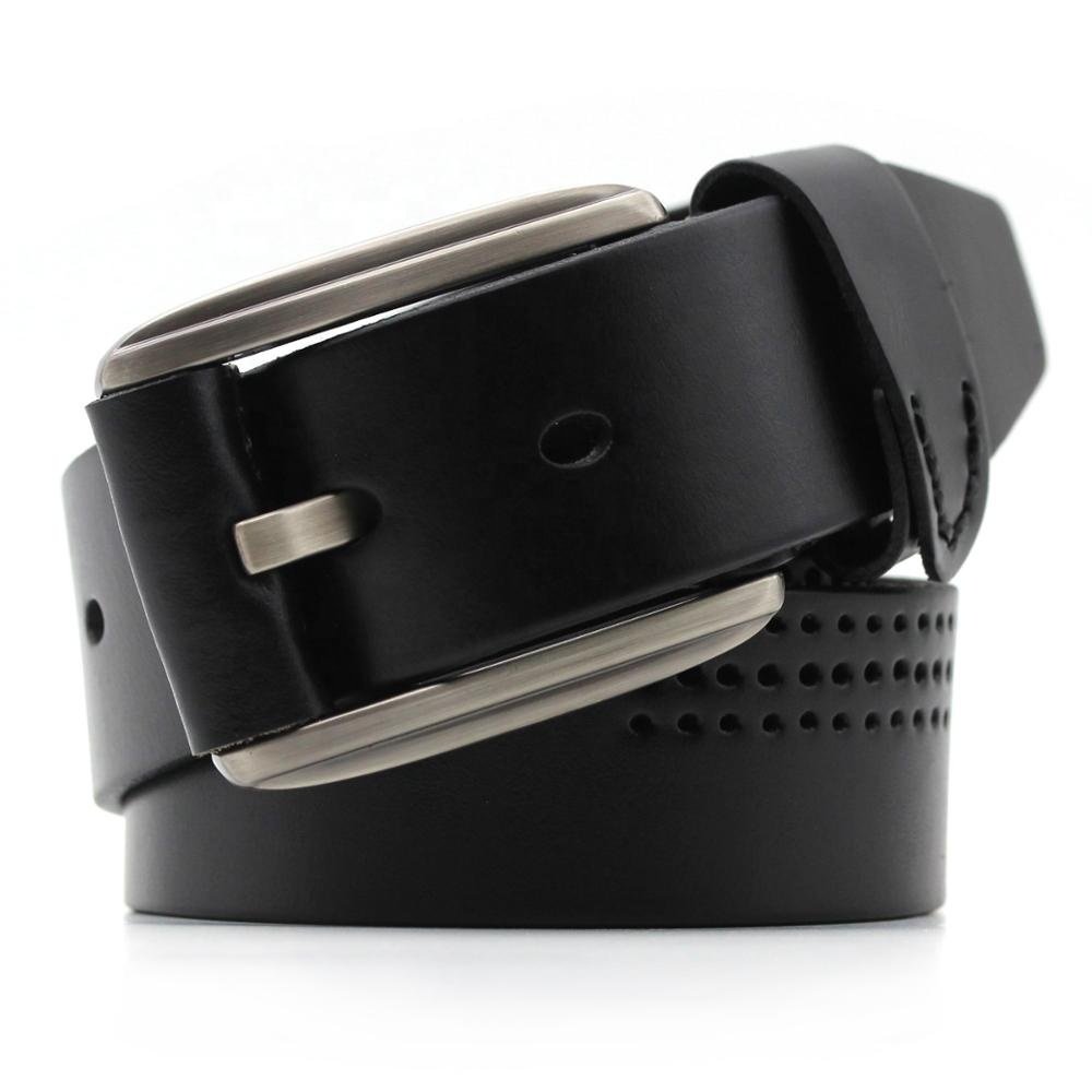 Cow Hide Leather Alloy Pin Buckle Brown Mens Luxury Full Grain Leather Belts For Men