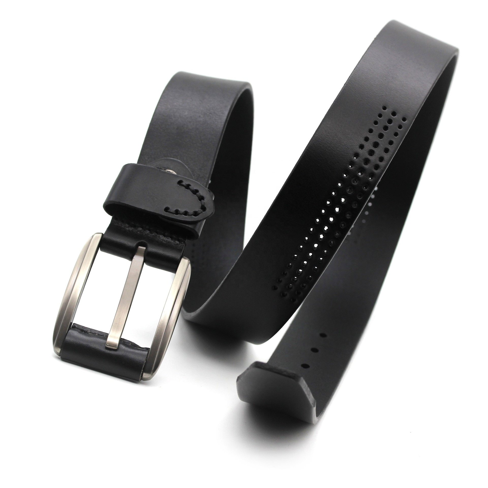 Cow Hide Leather Alloy Pin Buckle Brown Mens Luxury Full Grain Leather Belts For Men