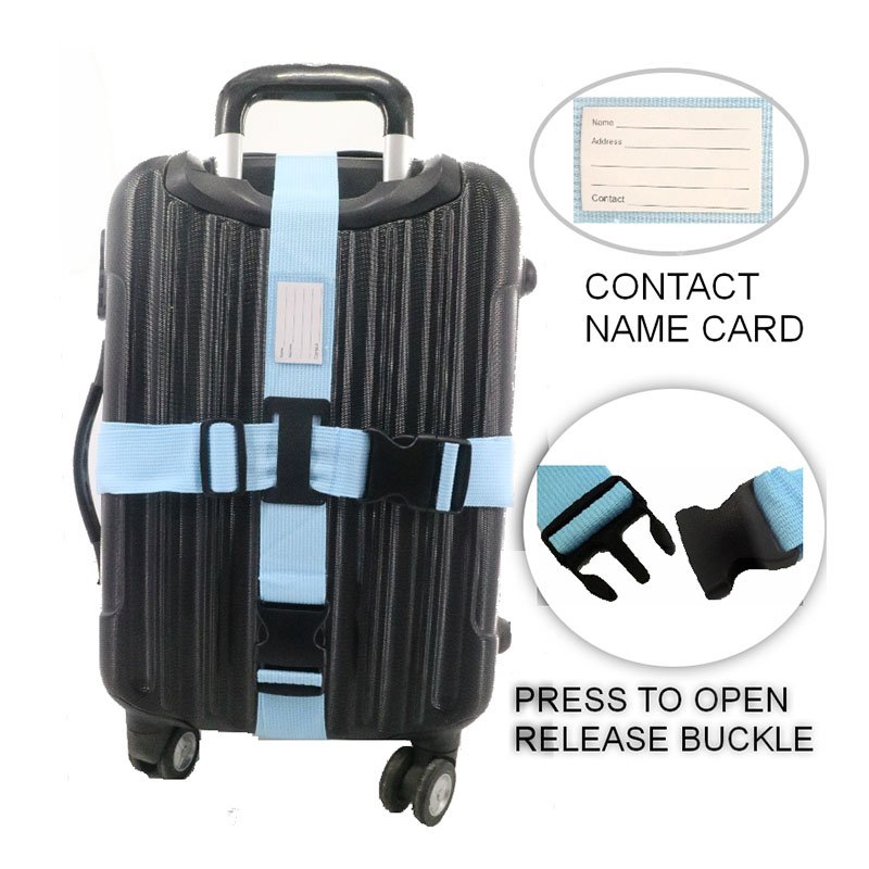 Adjustable Luggage Strap Travel Suitcase Baggage Packing Belt Long Cross Straps Custom Suitcase Belt Plastic Belt Buckle GC-1819