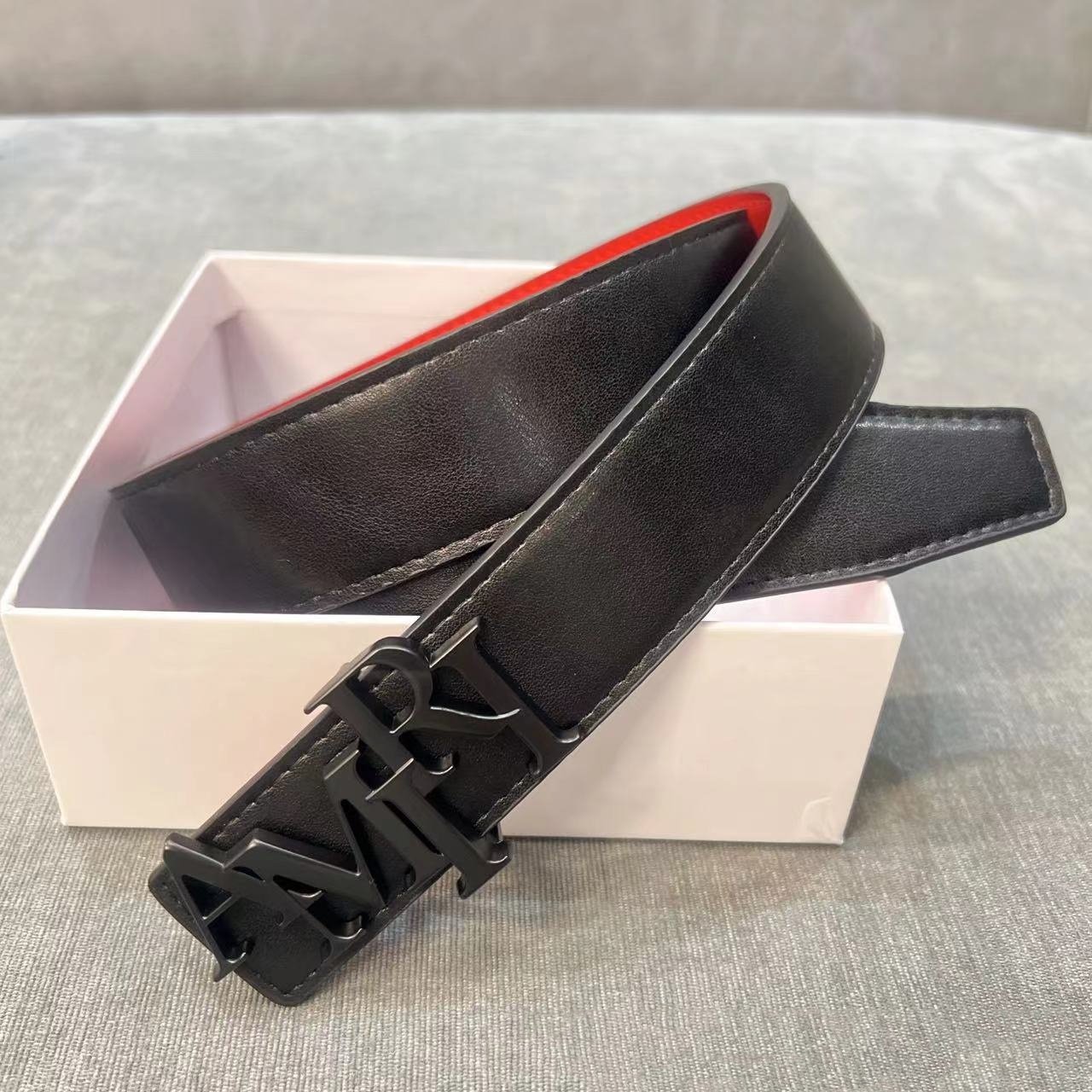 Wholesale (3.8cm wide 100-125cm long+Designer box) belt buckle Designer brand custom leather belts for men