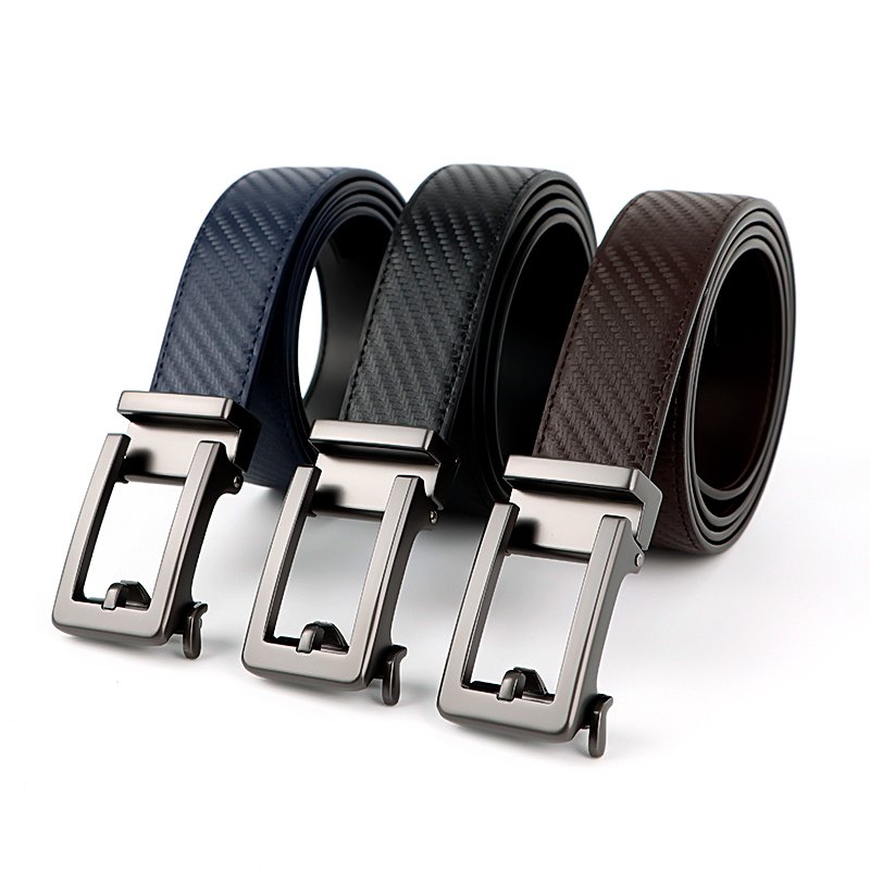 Men Automatic Buckle Genuine Leather Belt Simple Fashion Adjustable Genuine Leather Belt Customizable Logo Men Belt
