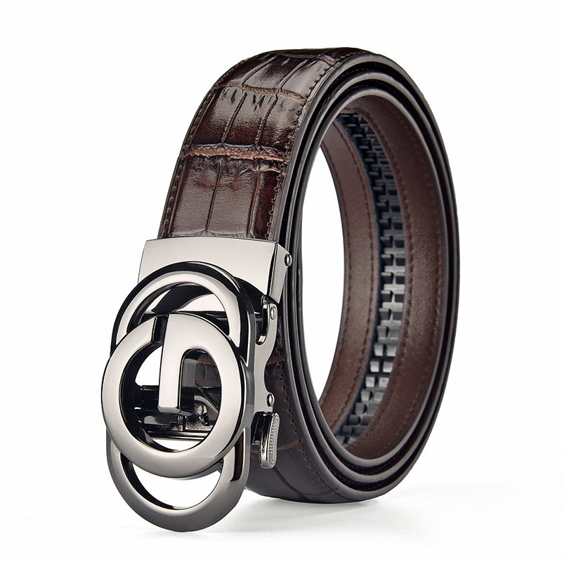 Men's genuine leather belt brand automatic buckle belt, cowhide belt, simple fashion waistband