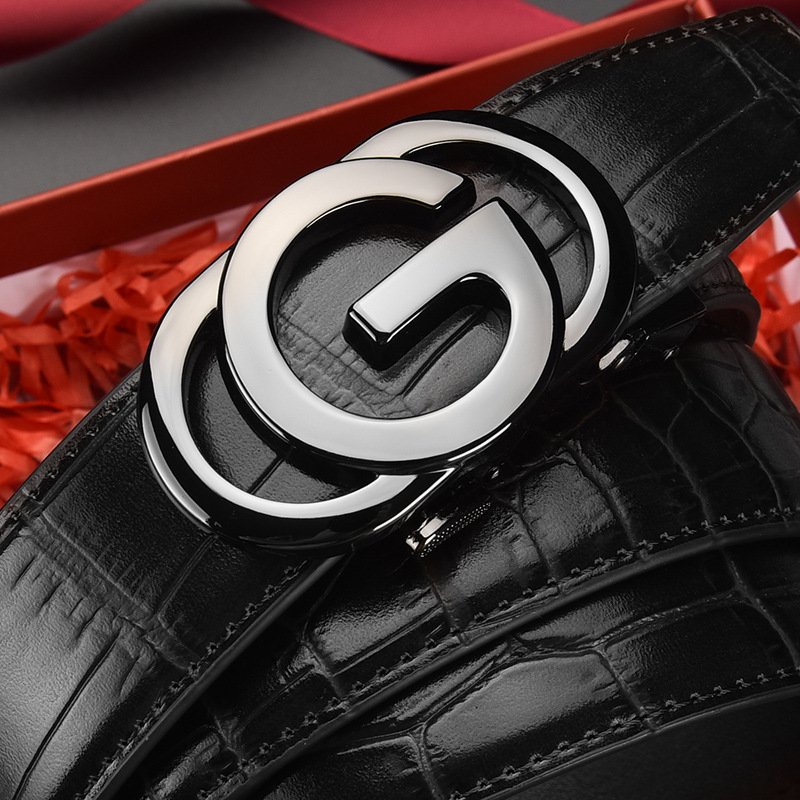 Men's genuine leather belt brand automatic buckle belt, cowhide belt, simple fashion waistband