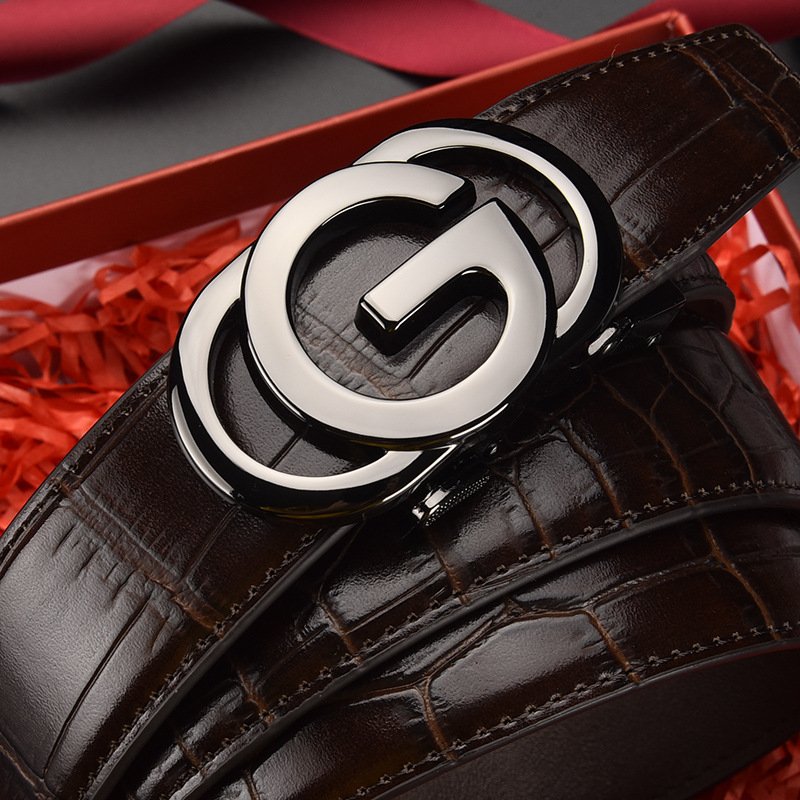 Men's genuine leather belt brand automatic buckle belt, cowhide belt, simple fashion waistband