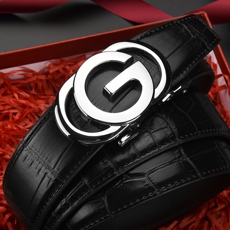 Men's genuine leather belt brand automatic buckle belt, cowhide belt, simple fashion waistband