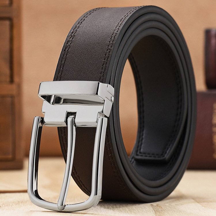 Men's genuine leather belt pin buckle Business casual belt cowhide belt, simple fashion waistband