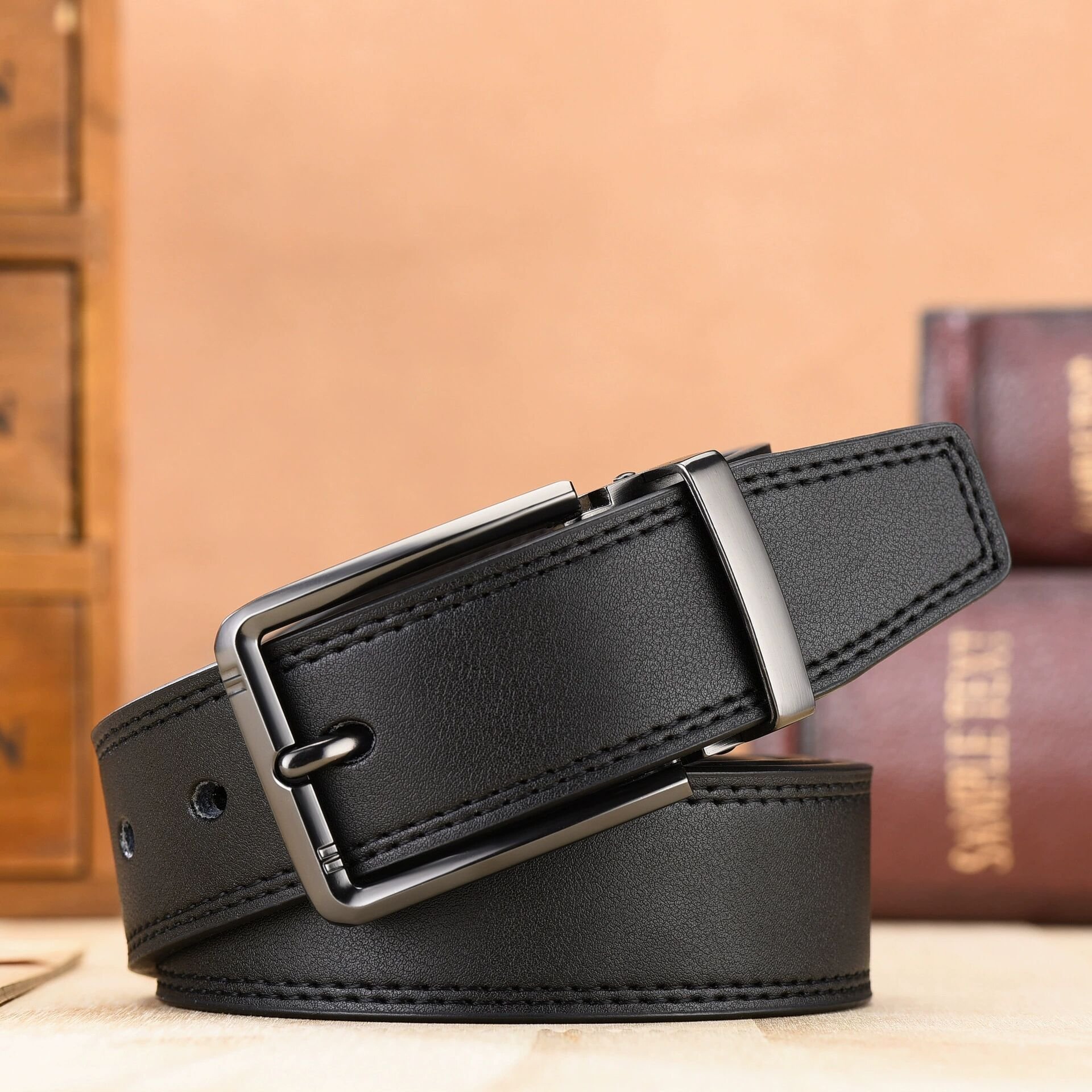 Men's genuine leather belt pin buckle Business casual belt cowhide belt, simple fashion waistband
