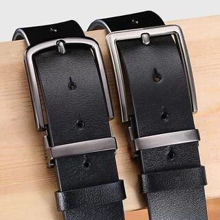 Men's genuine leather belt pin buckle Business casual belt cowhide belt, simple fashion waistband