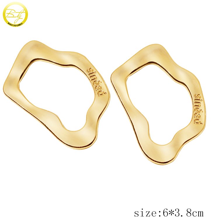 Fashion underwear gold ring hardware custom irregular shape bikini buckle adjuster metal slider connector accessory for bra