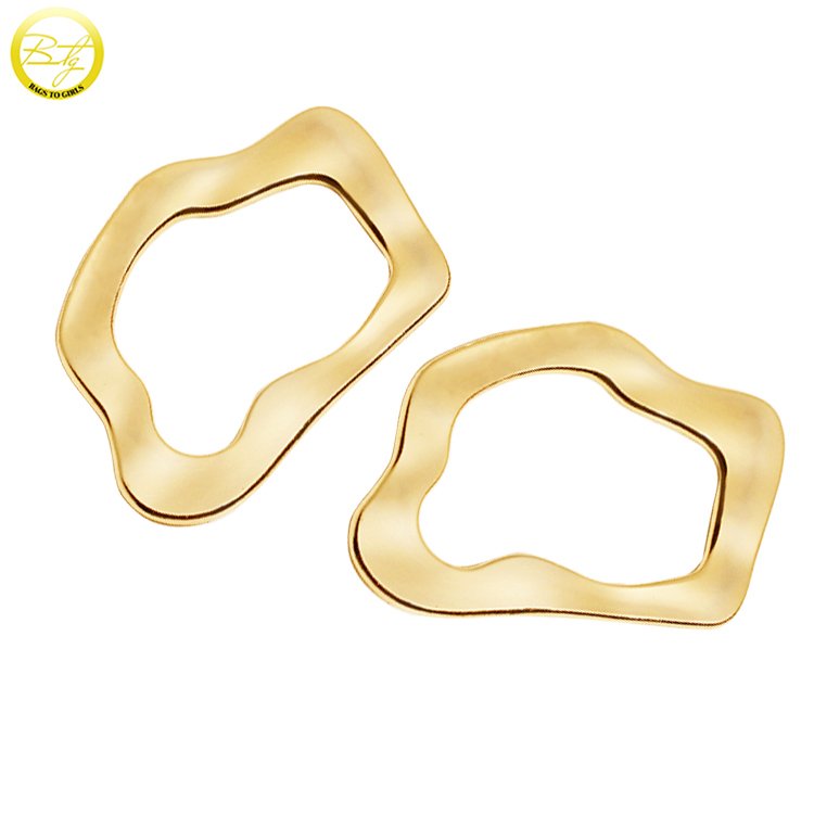 Fashion underwear gold ring hardware custom irregular shape bikini buckle adjuster metal slider connector accessory for bra