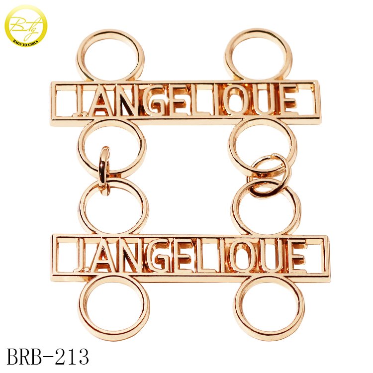 Fashion underwear gold ring hardware custom irregular shape bikini buckle adjuster metal slider connector accessory for bra