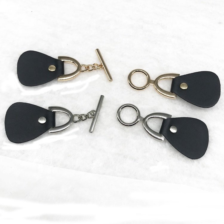 Leather button switch Sewing duffel bag clip clasp Metal leather buckle Replacement button coat jacket clothing accessories