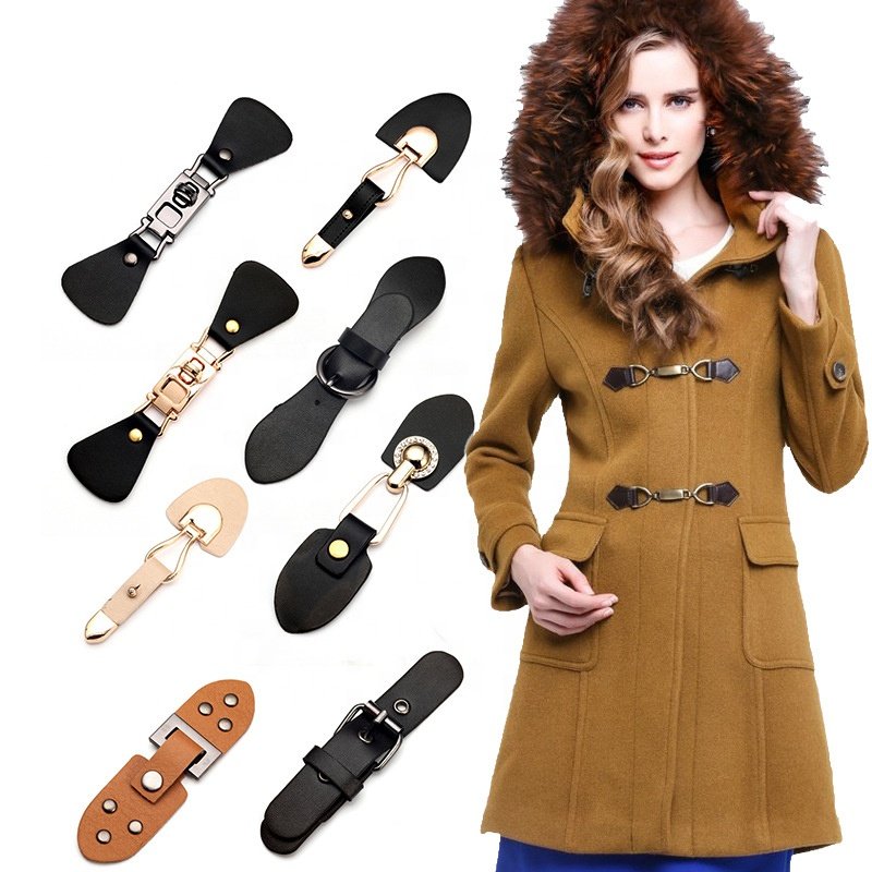 Leather button switch Sewing duffel bag clip clasp Metal leather buckle Replacement button coat jacket clothing accessories