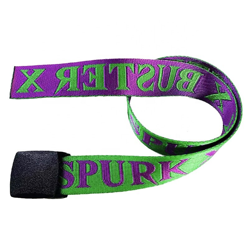 1.5" Custom Jacquard Letter Outdoor Tactical Breathable Men Waist Belt Durable Nylon Web Canvas Fabric Belts With Plastic Buckle