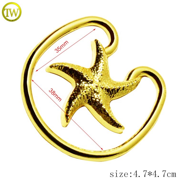 Custom bikini accessories swimwear metal connector swimsuit front decorative metal buckle shell starfish buckle