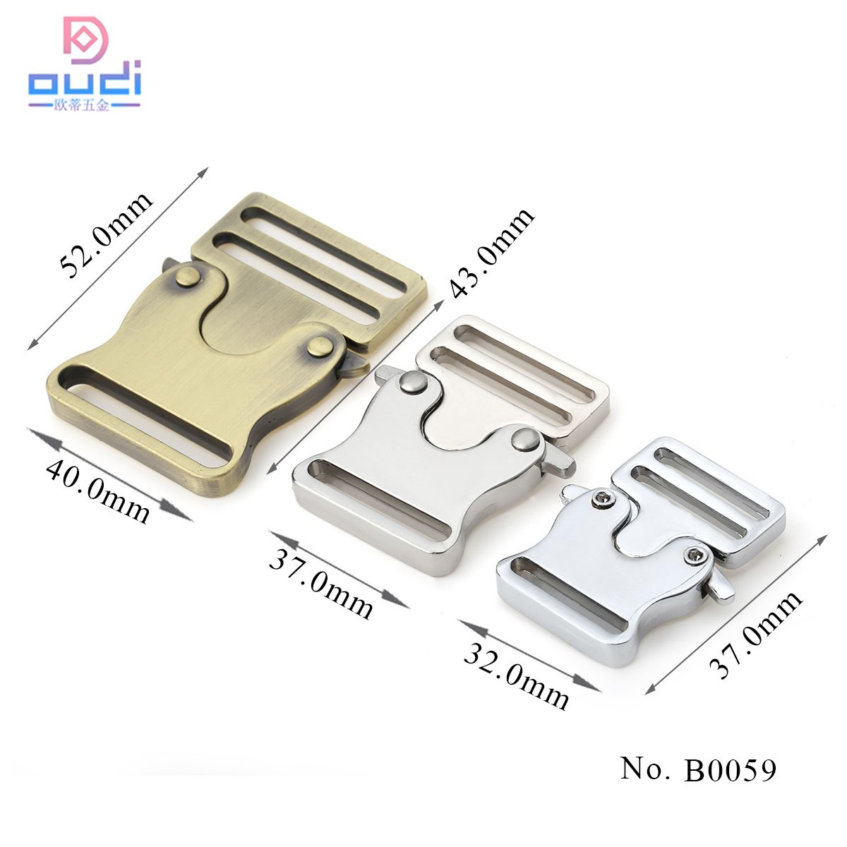 Custom Logo Quick Side Release Metal Buckle Adjustable 38MM Side Release Buckle For Bag Strap Dog Collar Buckle