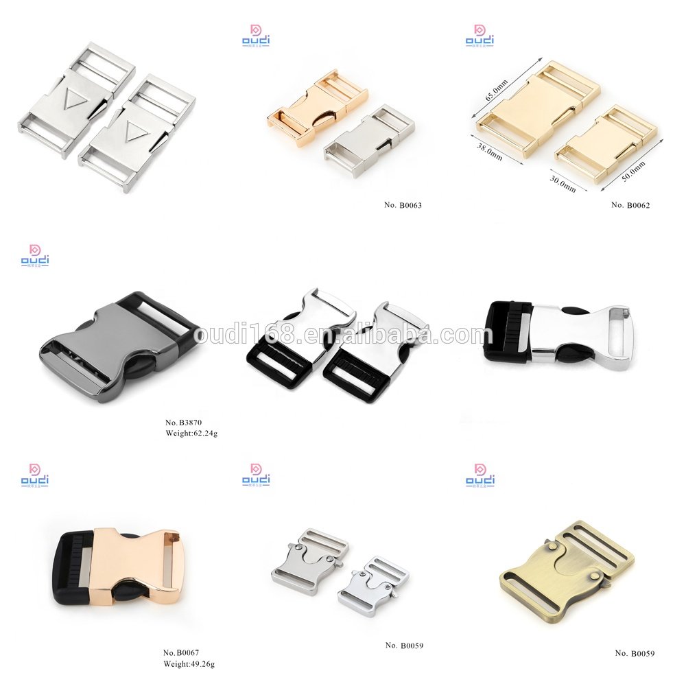 Custom Logo Quick Side Release Metal Buckle Adjustable 38MM Side Release Buckle For Bag Strap Dog Collar Buckle