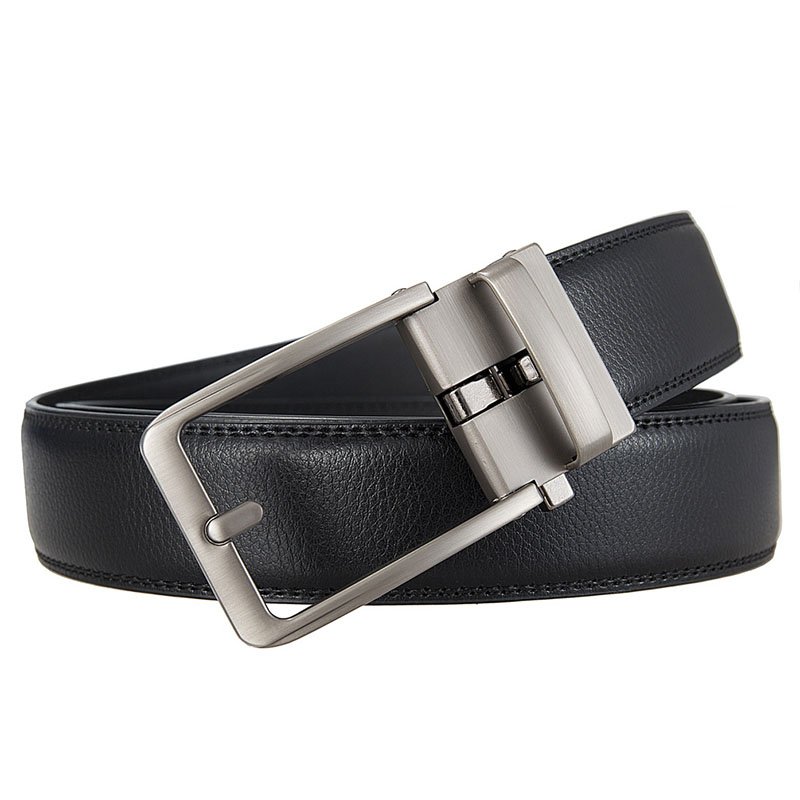 Wholesale Genuine Cowhide Leather Automatic Alloy Buckle Men Ratchet Belt