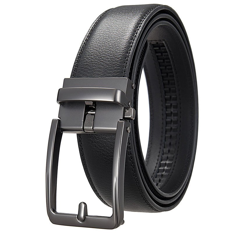 Wholesale Genuine Cowhide Leather Automatic Alloy Buckle Men Ratchet Belt