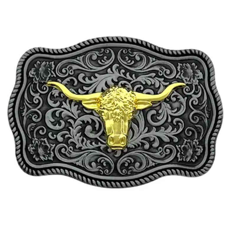 wholesale Horse head Pattern Floral Engraved metal plate Buckle Western cowboy belt buckle for men