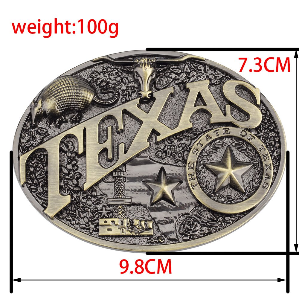 Wholesale Hot Selling Zinc Alloy Bronze Texas Bull Cowboy 3D Western Unique Smooth Retro Belt Buckle for Men