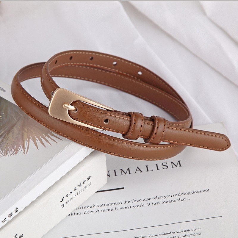 High Quality Skinny Belts for Dress Summer Ladies Genuine Leather Thin Waistband Designer Slim Fashion Belt Woman