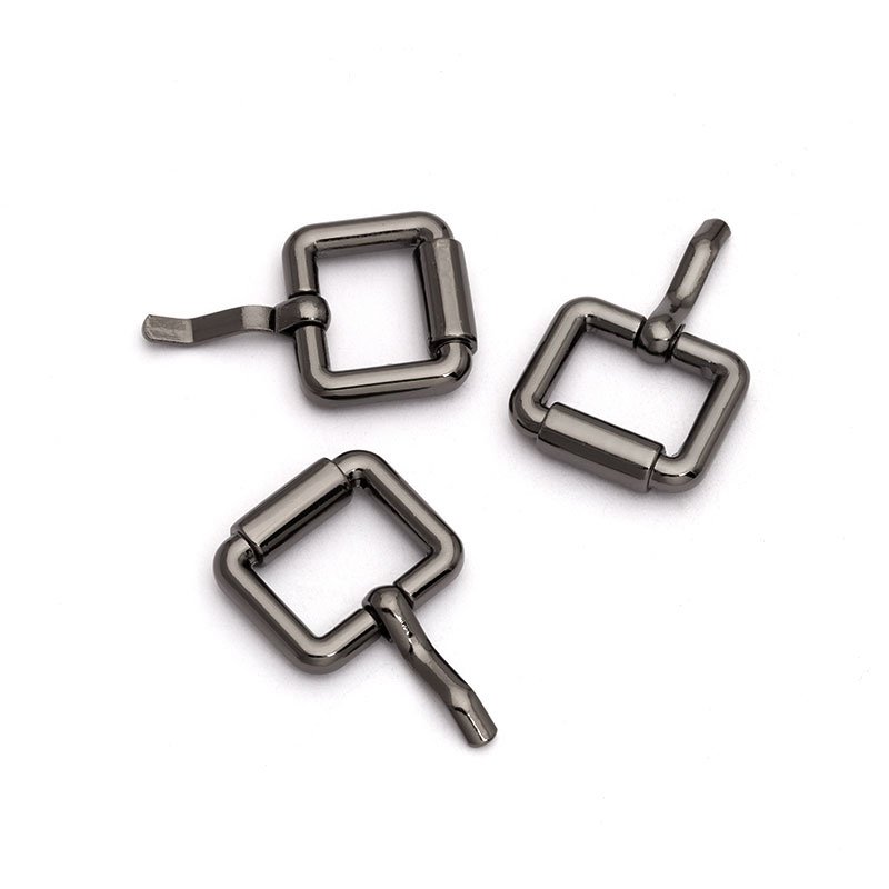 Custom Durable Black Metal Square Buckles with Single Prong for Bags and Belts