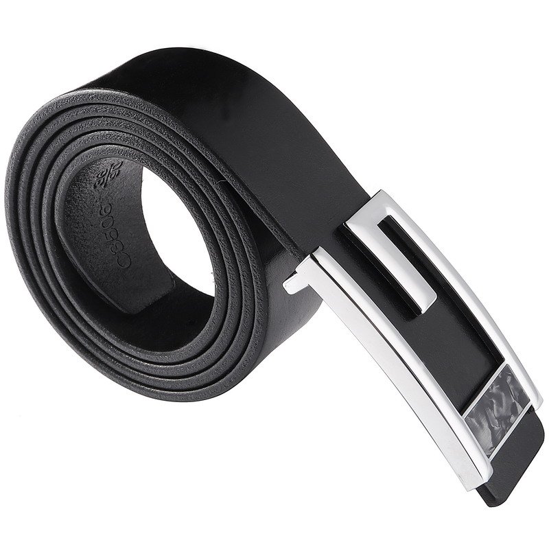 Custom Plate Buckle Logo Metal Gold Buckle 100% Leather Belt For Business Man Pure Full Grain Genuine Leather Belt